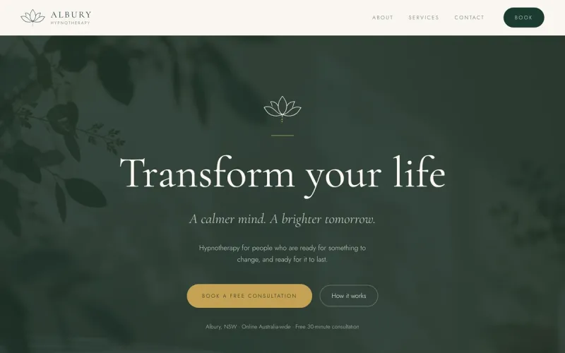 Albury Hypnotherapy website preview