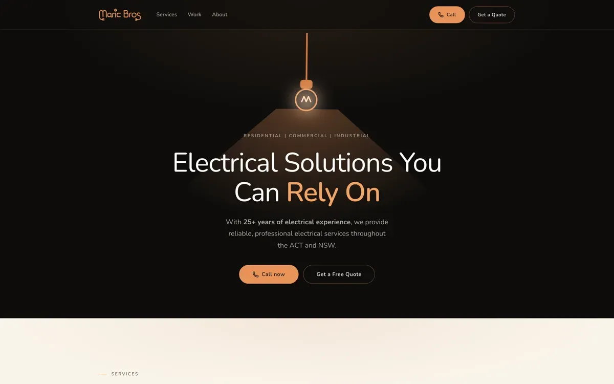 Maric Brothers Electrical website preview